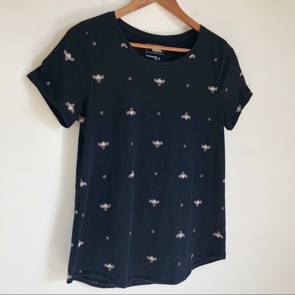 Sonoma Women’s Black Tee Bumble Bee Print Cotton, size Small - Picture 11 of 16
